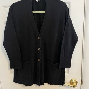 J. Jill Black Button-Up Cardigan